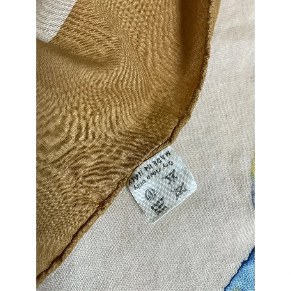 Vintage Charles Jourdan Paris 100% Cotton Watercolor Scarf Italy Hand Rolled